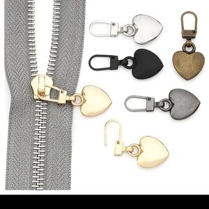 Gold Replacement zipper pull Heart color yellow Gold New